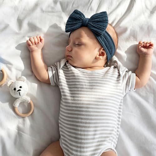 Baby Bows Headbands Red White Blue Soft Nylon Elastic Hairbands Handmade Hair Accessories for Newborn Infant Toddler Girls (3 red white blue, Large) - Image 5