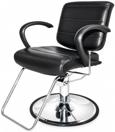 Chromium Kyler Hydraulic Salon Chair, 360-Degree Swivel Reclining, Black by OurBrand
