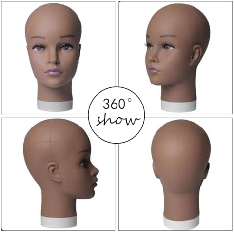 HAIRWAY Mannequin Head Female Mannequin Head Stand Cosmetology Mannequin Head for Wigs Manikin Doll Mannequin Head for Wigs Making and Display with Free T-pins (Brown, 21.5inch) - Image 5