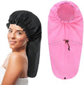 2 Pcs Large Shower Cap for Braids, Extra Long Shower Cap for Women Long Hair & Locs, Waterproof Hair Bonnets for Dreadlocks Drawstring Bath Caps for Women & Men (Black, Pink) by Unknown