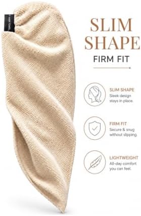 – Microfiber Hair Towel Wrap for Women, Super Absorbent, Quick Dry, Lightweight, Anti-Frizz, Long Thick Curly Hair (Champagne Sand, Large) - Image 2