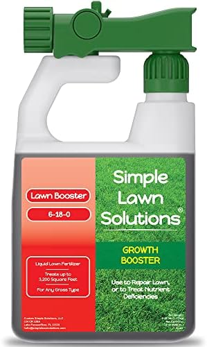 Extreme Grass Growth Lawn Booster- Liquid Spray Concentrated Starter Fertilizer with Humic Acid- Any Grass Type- Simple Lawn Solutions (32 oz. w/Sprayer) by SimpleLawnSolutions