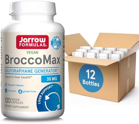 Jarrow Formulas BroccoMax Sulforaphane Glucosinolate 35 MG, Sulforaphane Generator Supports Liver Health, 120 Veggie Capsules, Up to a 60 Day Supply,12 Packs by JarrowFormulas