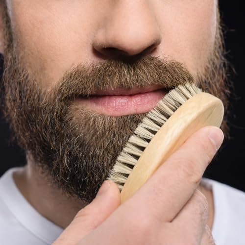 Beard Brush for Men, Natural Boar Bristles, Black Oval Wave Brush, Warp Resistant Wood Handle, for Fuller Thicker Hair, Beard & Mustache Growth, Exfoliation (Maize) - Image 6