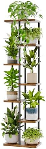Bamworld Plant Stand 7 Tier Tall Shelf for Multiple Plants Brown by Bamworld