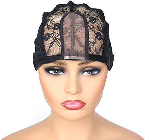 BTWTRY 1.5x3.5inch U Part Double Lace Net Wig Caps with Adjustable Strap for Making Wigs 1pc Wig Cap DIY Wigs Weaving Dome Mesh Wig Cap for Women and Girl (1 Pc, 0052) - Image 2