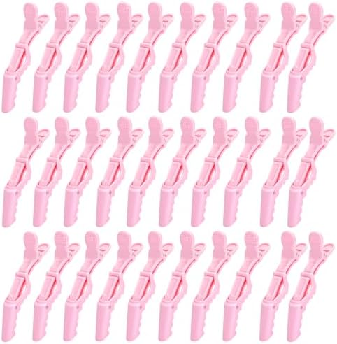30 Pcs Alligator Hair Clip for Styling Sectioning - Salon Hair Clip for Thick Hair, Plastic Hair Styling Clip with Wide Teeth & Double-Hinged Design (Pink) by Unknown