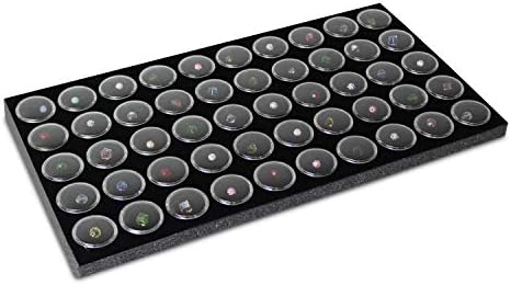 Ikee Design Jewelry Storage Tray Insert, 50 Gemstone Display Jars, Black Foam Liner, Home Organization, 14 1/4 x 7 3/4 x 3/4 in by IkeeDesign