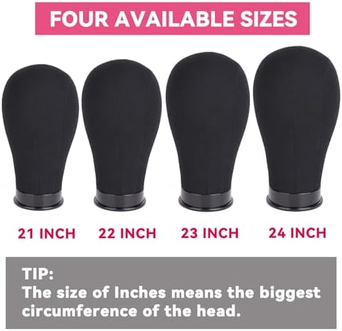 Leeven Black Poly Canvas Block Head Durable Mannequin wig Head 22 Inch - Image 6