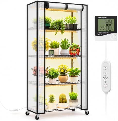 FREELICHT Indoor Greenhouse with Grow Light, 5-Tier 4×30W, 29.5x13.8x61.5IN by FREELICHT