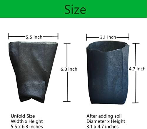 gardtree 1/8 Gallon 200PCS 5.5×6.3 Inch Breathable Plant Grow Bags - Non-Woven Plant Seedling Pots for Seed Starting, Indoor/Outdoor Vegetables, Herbs, Flower | Easy Transplant, Space Saving, Black - Image 2