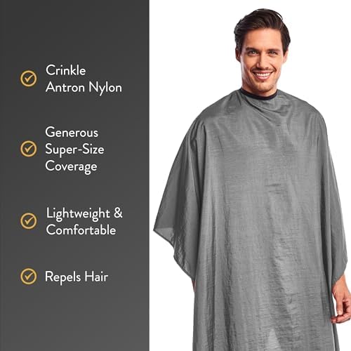 Betty Dain Crinkle Nylon Hair Cutting Cape, 54" x 60", Silver - Image 3