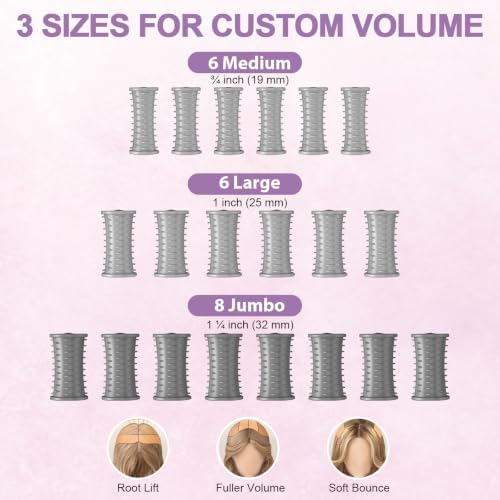 DAN Technology Hot Rollers for Long, Medium and Short Hair, 20-Piece Heated Electric Rollers with Clips, 3 Sizes for Curls and Hair Volume, Ionic Conditioning, 2 Heat Settings, 120V - Image 2