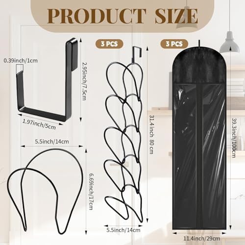 3 Set Wig Storage Organizers for Multiple Wigs Strorage Bags with Hangers Racks Dust-proof Space Saving Hair Extensions Hanging Holder for Hat Tie Scarf Handbag Towel Accessories - Image 2