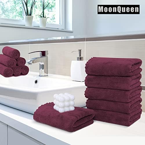 MOONQUEEN 18 Pack Premium Hand Towels - Quick Drying - Microfiber Coral Velvet Highly Absorbent Towels - Multipurpose Use as Hotel, Bathroom, Shower, Spa, Hand Towel 16 x 28 inches (Burgundy) - Image 2