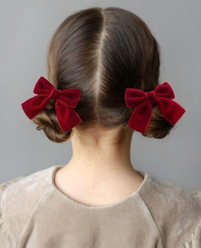 Cherssy Velvet Hair Bow Ties for Girls, 12pcs Toddler Elastic Hair Bands - Image 3