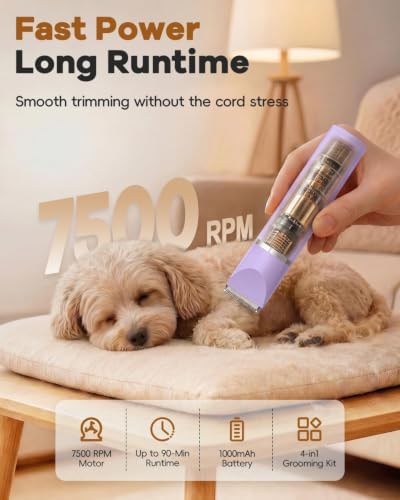 Veeconn 4 in 1 Dog Clippers Grooming Kit with Paw Hair Trimmer for Cat Pet - Image 4