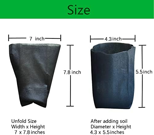 gardtree 3/8 Gallon 400PCS 7×7.8 Inch Breathable Plant Grow Bags - Non-Woven Plant Seedling Pots for Seed Starting, Indoor/Outdoor Vegetables, Herbs, Flower | Easy Transplant, Space Saving, Black - Image 2