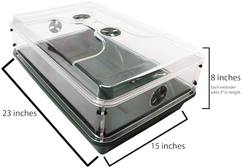 24" x 15" x 12.75" Domed Propagator with 2 Height Extenders and Locking Clip Set, Green - Image 5