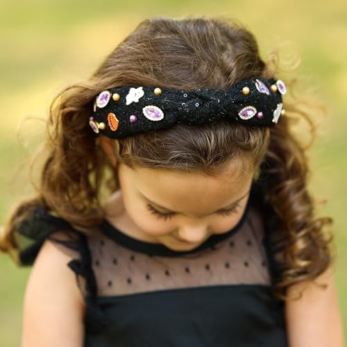 FROG SAC Knot Headband for Girls, Knotted Headbands for Toddler Kids, Rainbow Beaded Unicorn Hair Accessories, Halloween Christmas Stocking Easter Basket Stuffers (Black) - Image 3
