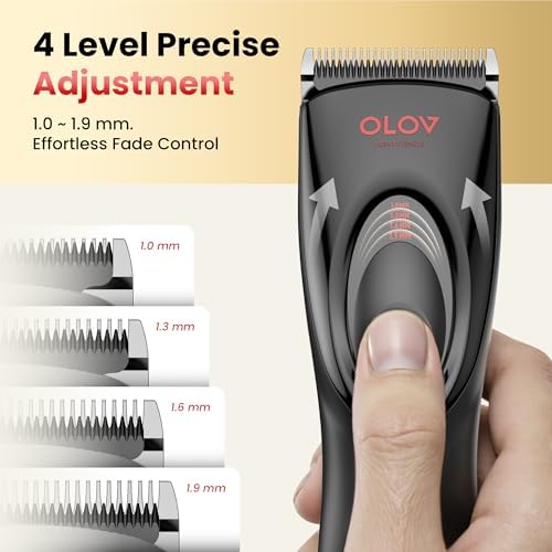 Hair Clippers for Men, Cordless Hair Clipper Kit, Adjustable 4 Length Setting, 2-Speed Settings, Replaceable Ceramic Blade Heads, Rechargeable Hair Clippers for Family (Red) - Image 2