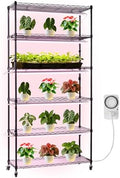 VEVOR Plant Shelf with Grow Light, 6-Tier Indoor Plant Stand, 71in Tall Indoor Plants Display Rack with Wheels & Timer, 150W 3800K Full Spectrum Grow Lights, Metal Flower Pot Holder for Seed Starting by VEVOR