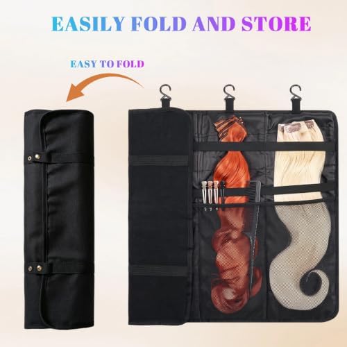 Eccliy Foldable Hair Extension Storage Bag Black Wig Travel Case - Image 2
