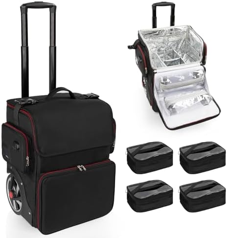 OCHEAL Large Makeup Train Case with 4 Travel Makeup Bags Set, Cosmetic Case for Hairstylist, Hairdresser Storage Bag with Detachable Pouch, Heat Insulation and Anti-Scalding Full Layer by OCHEAL