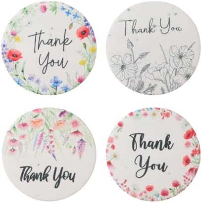 48 Plantable Round Thank You Tags, 4 Floral Designs by SeedBloom