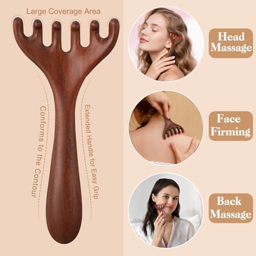 ProSuites 3 Pack Wooden Scalp Massager Tool Loc Combs,Long Handle Head Massage Scalp Loc Brush for Dreads,Multifunctional Hair Massager Tool for Men & Women - Image 4