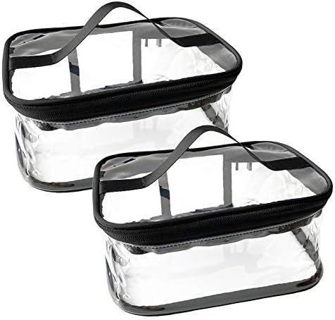 2-Pack Toiletry Bag Makeup Cosmetic Clear Bag Portable Waterproof Transparent Travel Large Storage Black by MOMO%27s+ANEMEL