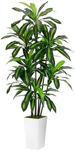 ASTIDY Artificial Plant 6FT Dracaena Fake Tree with White Tall Planter by ASTIDY