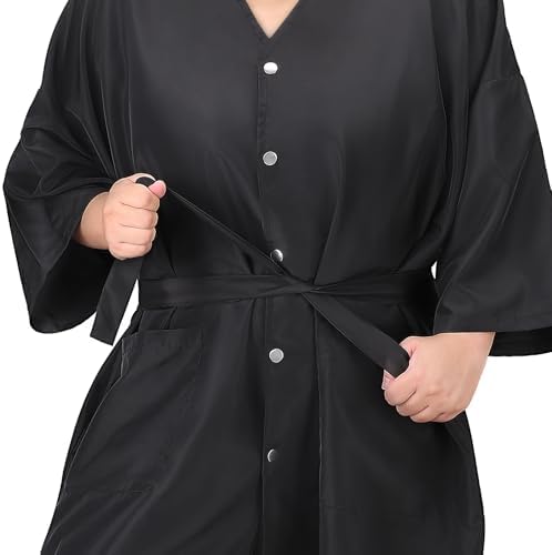 Salon Client Gown Capes, Hair Stylist Smock with 2 Pockets, Black - Image 5