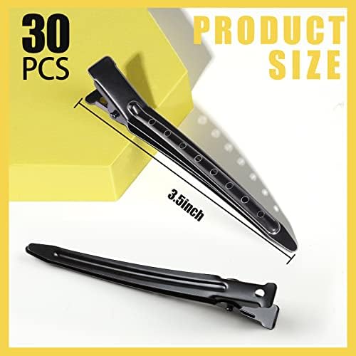 YGDZ Duck Billed Clips, 30pcs 3.5 inch Metal Alligator Hair Clips with Holes, Hair Clips for Styling Sectioning, Hair Coloring, Pin Curl Clips for Hair Roller, Black - Image 2