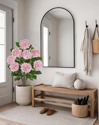 3FT Pink Hydrangea Artificial Flowers Tree 2 Pack Large Real Touch Faux Silk Hydrangea Plants Potted Fake Flower in Black Pot for Home Indoor Outdoor Front Porch Garden Entrance Living Room Decor - Image 5