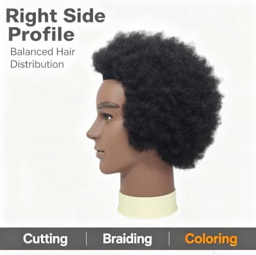 Afro Curly Male Mannequin Heads for Barber Practice Textured Human Hair - Image 2