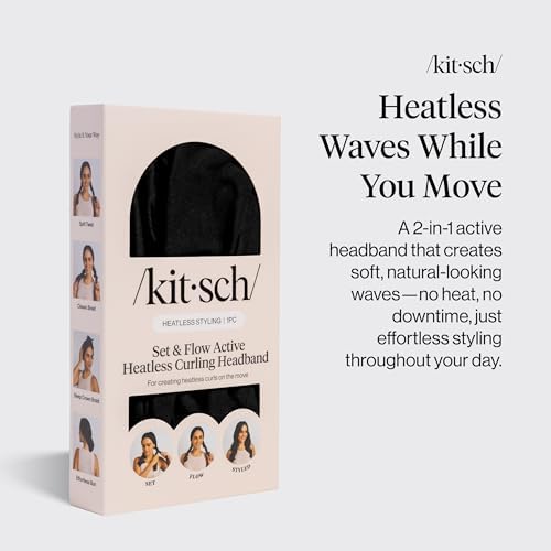 Kitsch Set & Flow Active Heatless Curling Headband For Women - Black, 1pc - Image 2