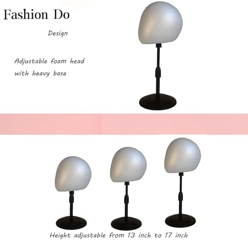 2 PACKS Adjustable wig or hat black styrofoam abstract mannequin head holder stand (13”to 17”)(AD02-White Egg) - Image 2
