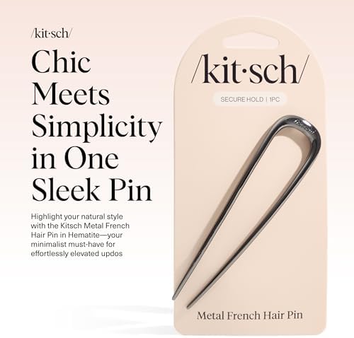 Kitsch French Hair Pins for Women | Secure Hold All Day - Hematite, 1pc - Image 2