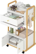 Spa Salon Trolley with Storage Cabinet, Rolling Beauty Cart, White by HolaiNail