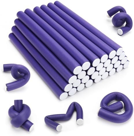 30Pcs Heatless Hair Curlers 7”x0.55“ Flexi Rods for Short Medium Long Hair by AIDUCHO