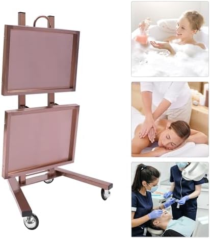 2Tier Metal Rolling Cart,Foldable Utility Carts,Salon Tray Trolley Rosegold - Image 3