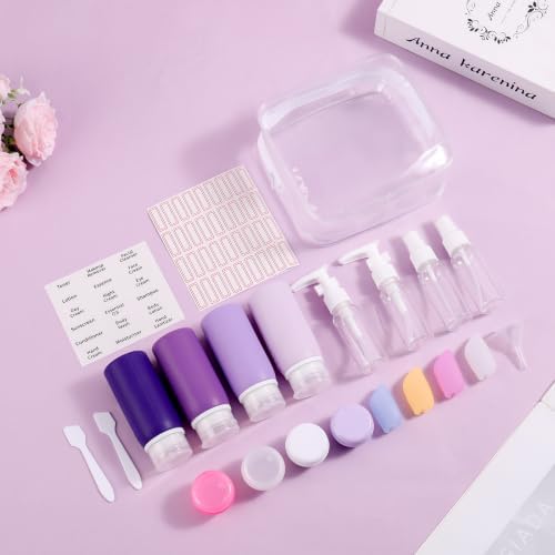 Muslish 21 Pack Travel Bottles for Toiletries, Leak-Proof TSA Compliant Silicone Travel Size Containers for Shampoo and Conditioner, BPA Free with Toiletry Bag (Purple) - Image 6