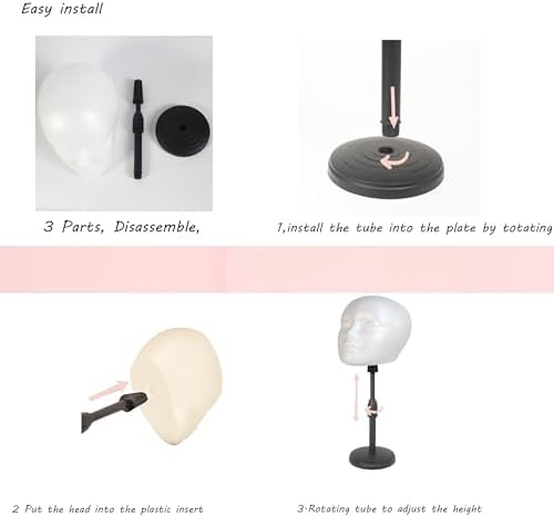 2 PACKS Adjustable wig or hat styrofoam mannequin head holder stand (13”to 17”) - Image 4