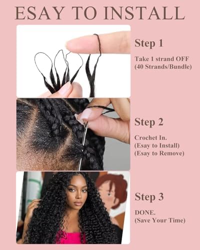 4# Chocolate Brown 14 Inch Human Crochet Hair for Black Women, Feather Crochet Extensions 110g 80 Strands, Resusable Miracle Look Hair Bundles Soft Lightweight Small Knots Burmese Curly - Image 4