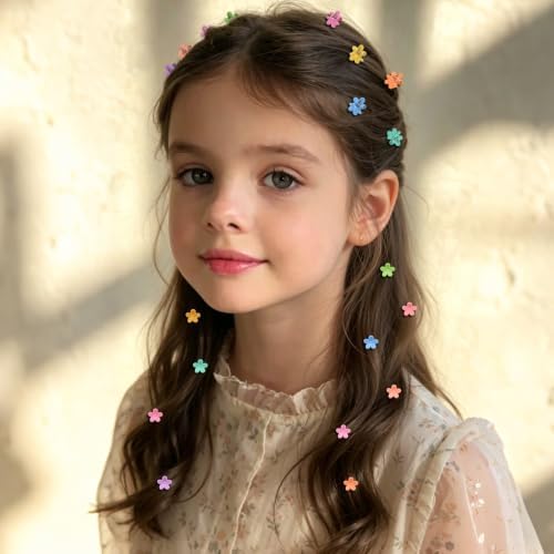 SAOROPEB 100Pcs Mini Flower Hair Clips, Colorful Hair Accessories (Pastel) - Image 4