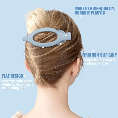 Flat Hair Clips for Women - 6 PCS French Flat Claw Clips Medium Hair Clips for Girls Large Hair Claw Clips for Thick or Thin Hair Strong Hold No Slip Hair Accessories for women (Blue) - Image 5