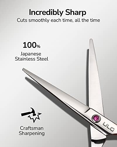 Hair Cutting Scissors, ULG Professional Hair Scissors 6.5 inch Right-Hand Razor Edge Barber Shears Salon Hair Cutting Shears Made of Japanese Stainless Steel, Hand Sharpened Pink - Image 3