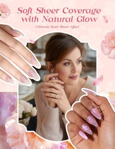 Beetles Petalled Grace Gel Nail Polish Kit, 4 Sheer Colors and 1 Cat Eye - Image 4
