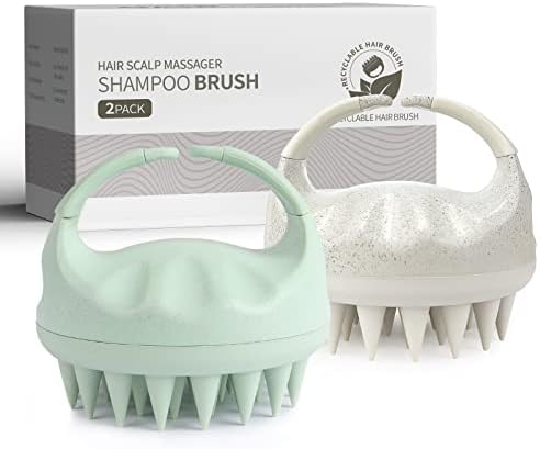 Sndyi 2 Pcs Scalp Massager Shampoo Brush, Scalp Scrubber with Soft Silicone Bristles, Scalp Exfoliator for Dandruff Removal, Scalp Massager for Hair Growth, Wet Dry Hair Brush for Scalp Care by Sndyi